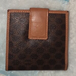 Celine Monogram Dark Brown and Tan Compact Leather Designer Wallet